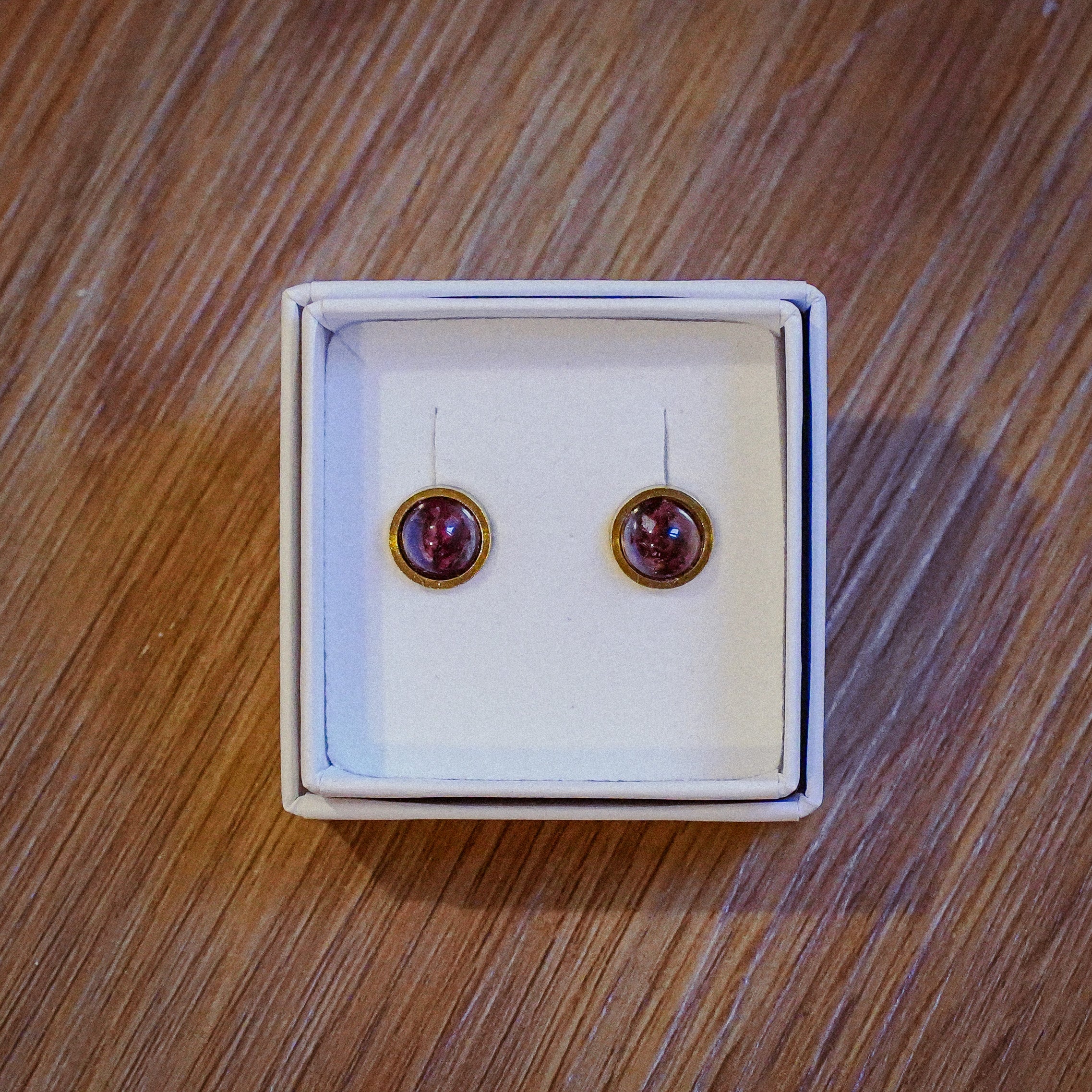 Purple Onion Peel Earrings in Golden Stainless Steel