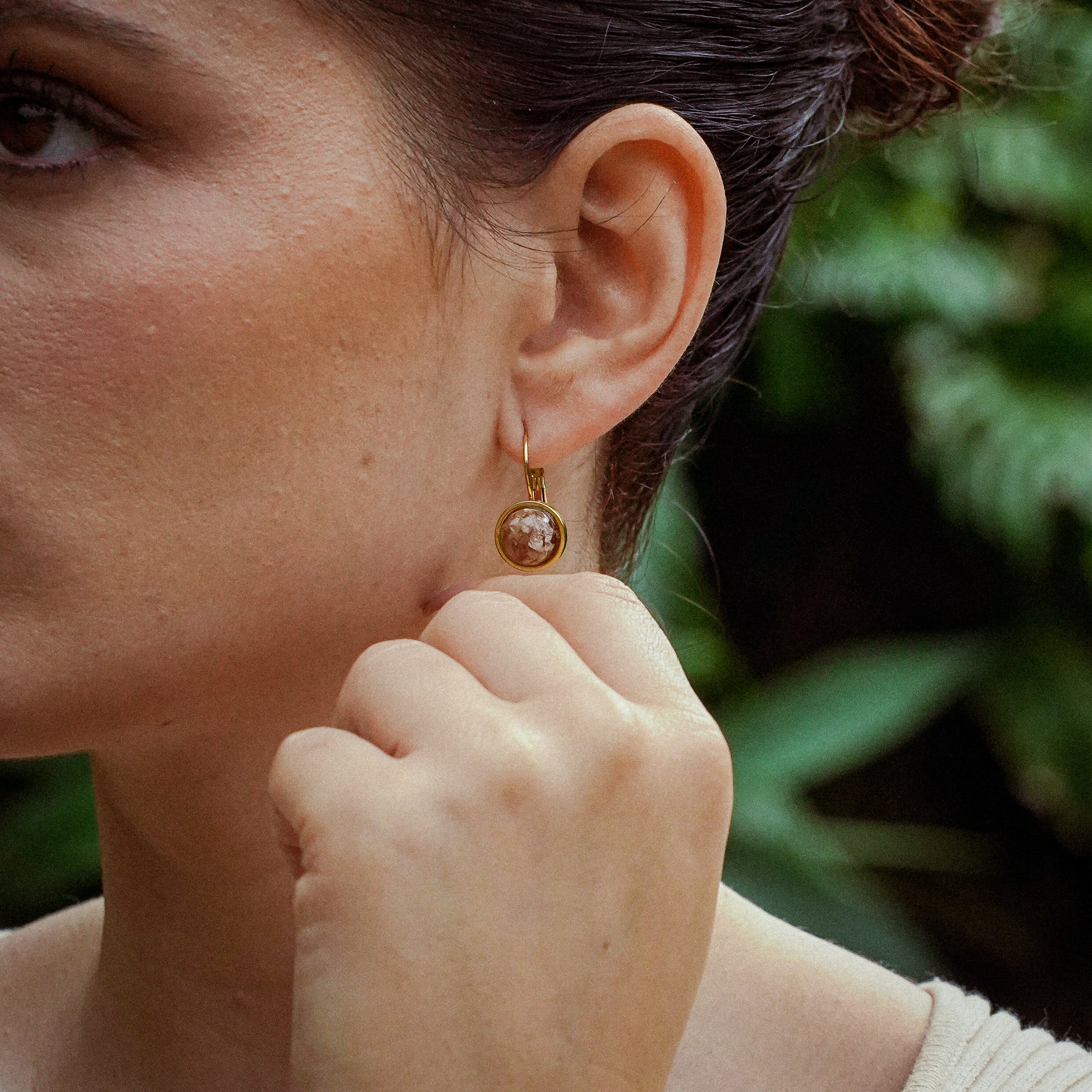 Garlic Peel Earrings in Golden Stainless Steel