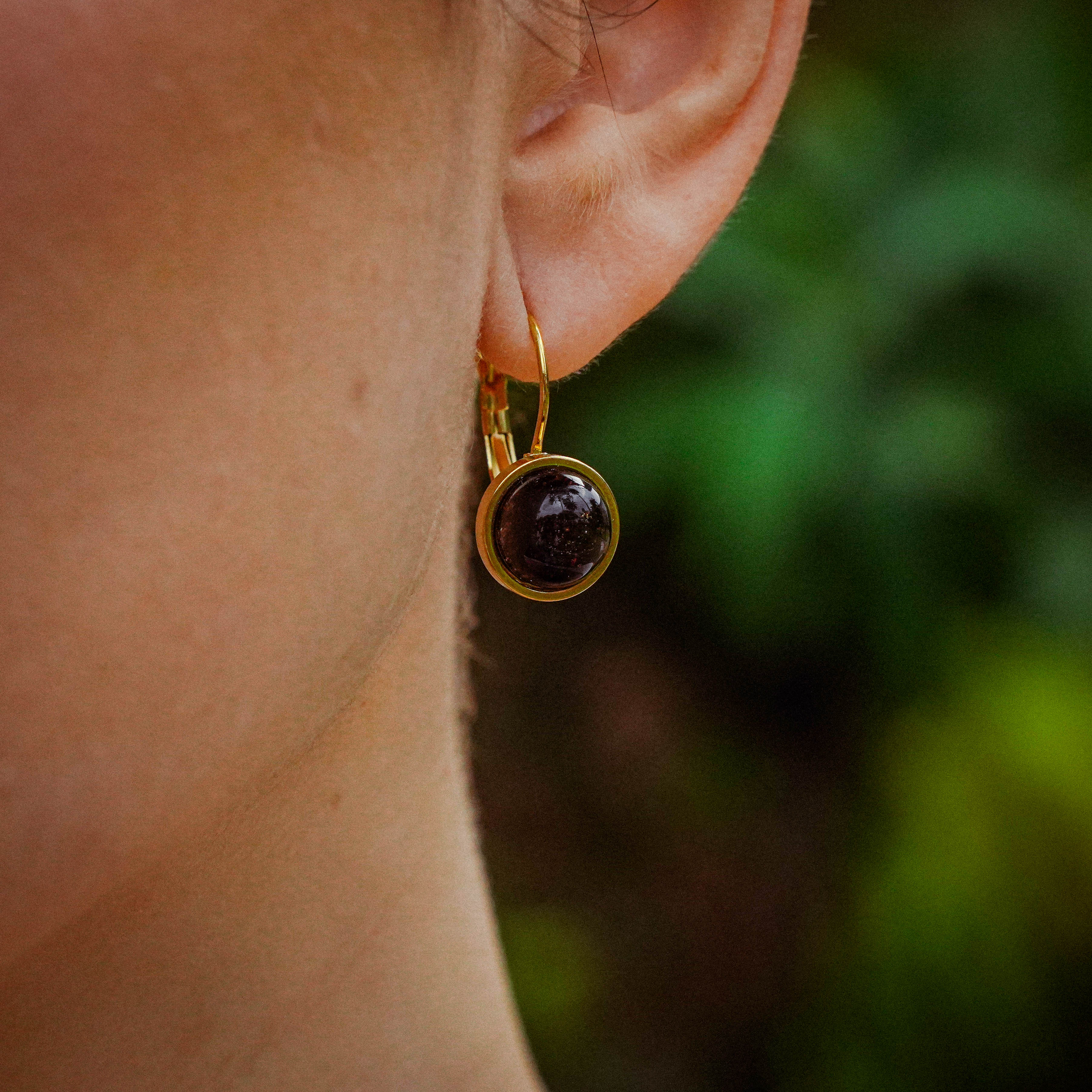 Golden Stainless Steel Azorean Black Tea Earrings