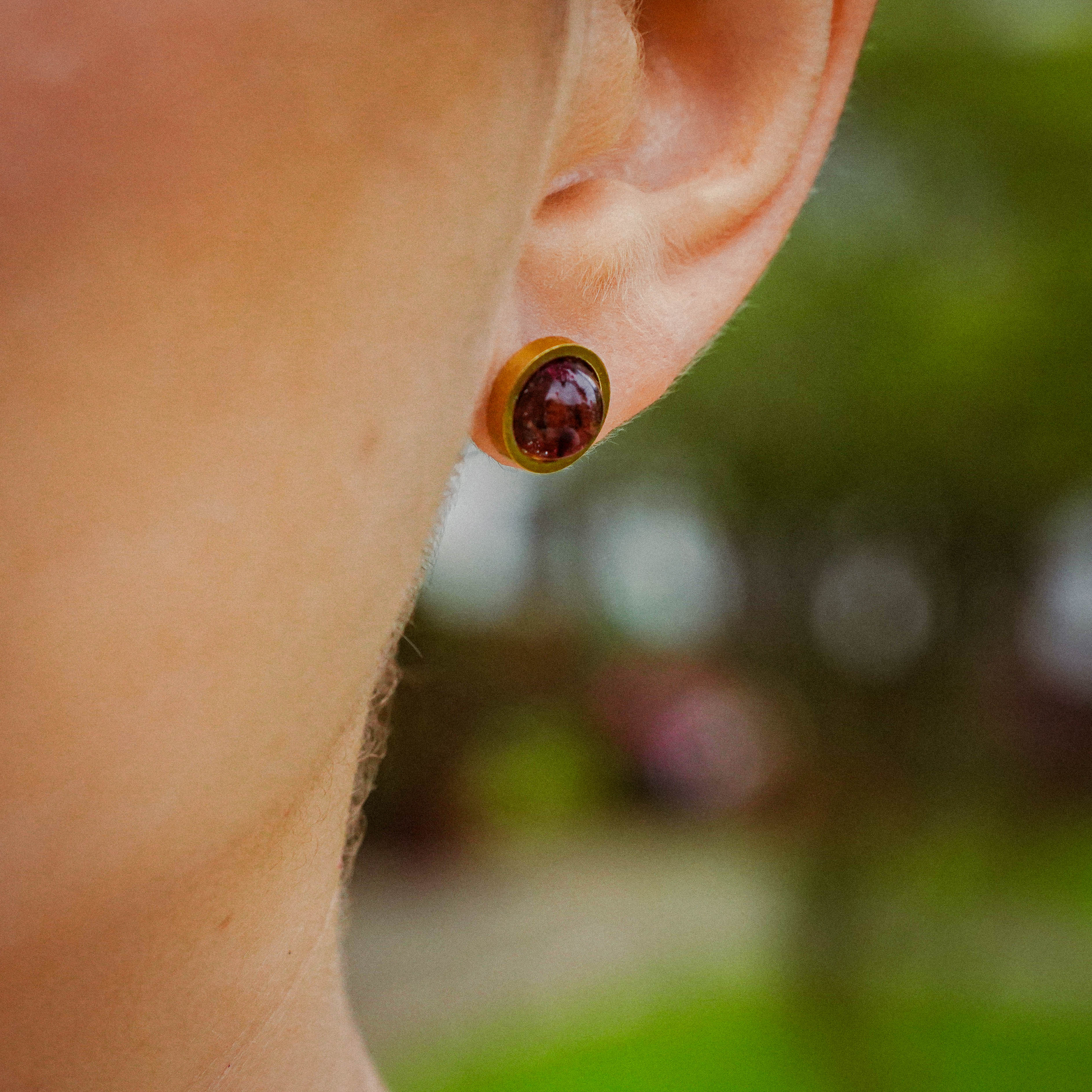 Purple Onion Peel Earrings in Golden Stainless Steel