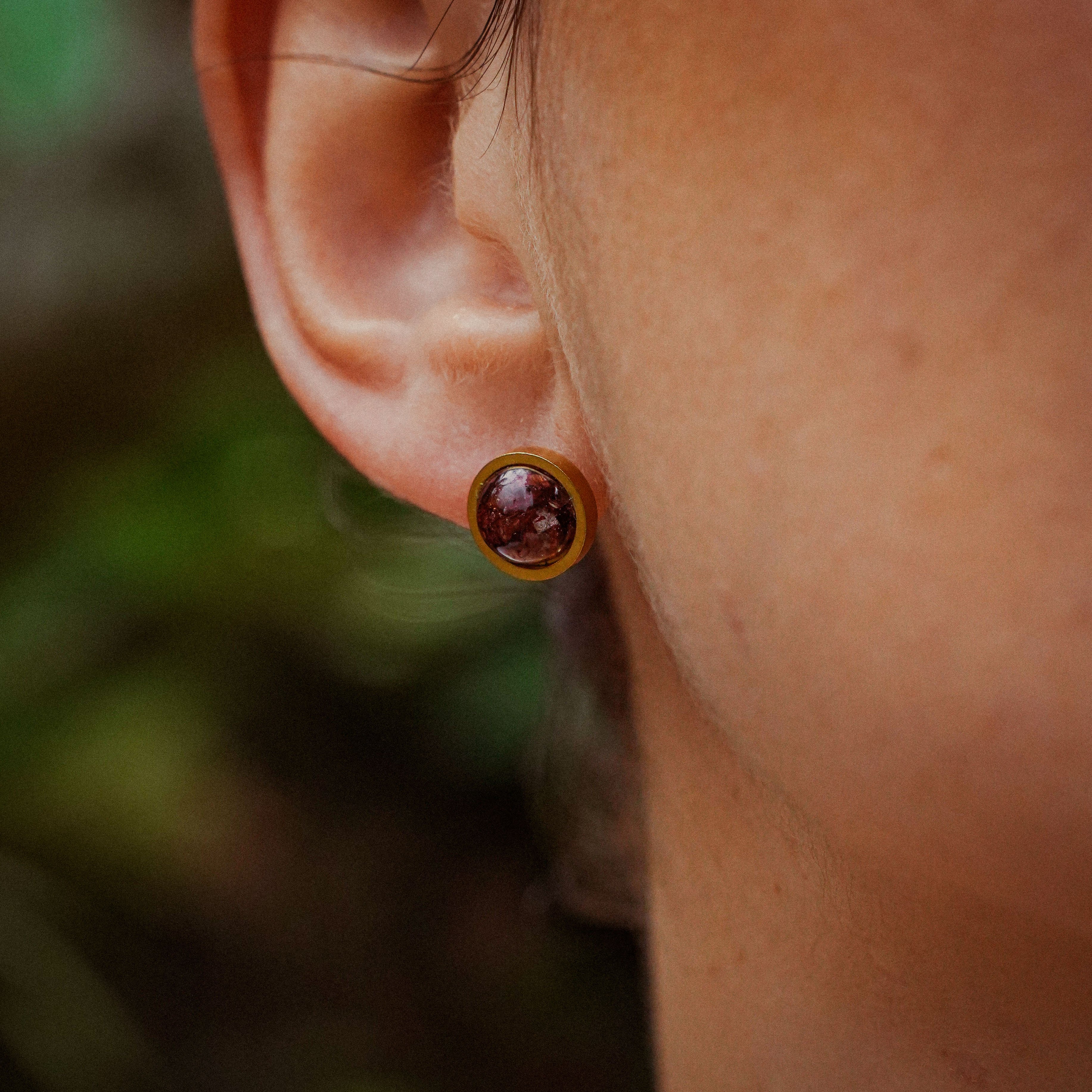 Purple Onion Peel Earrings in Golden Stainless Steel