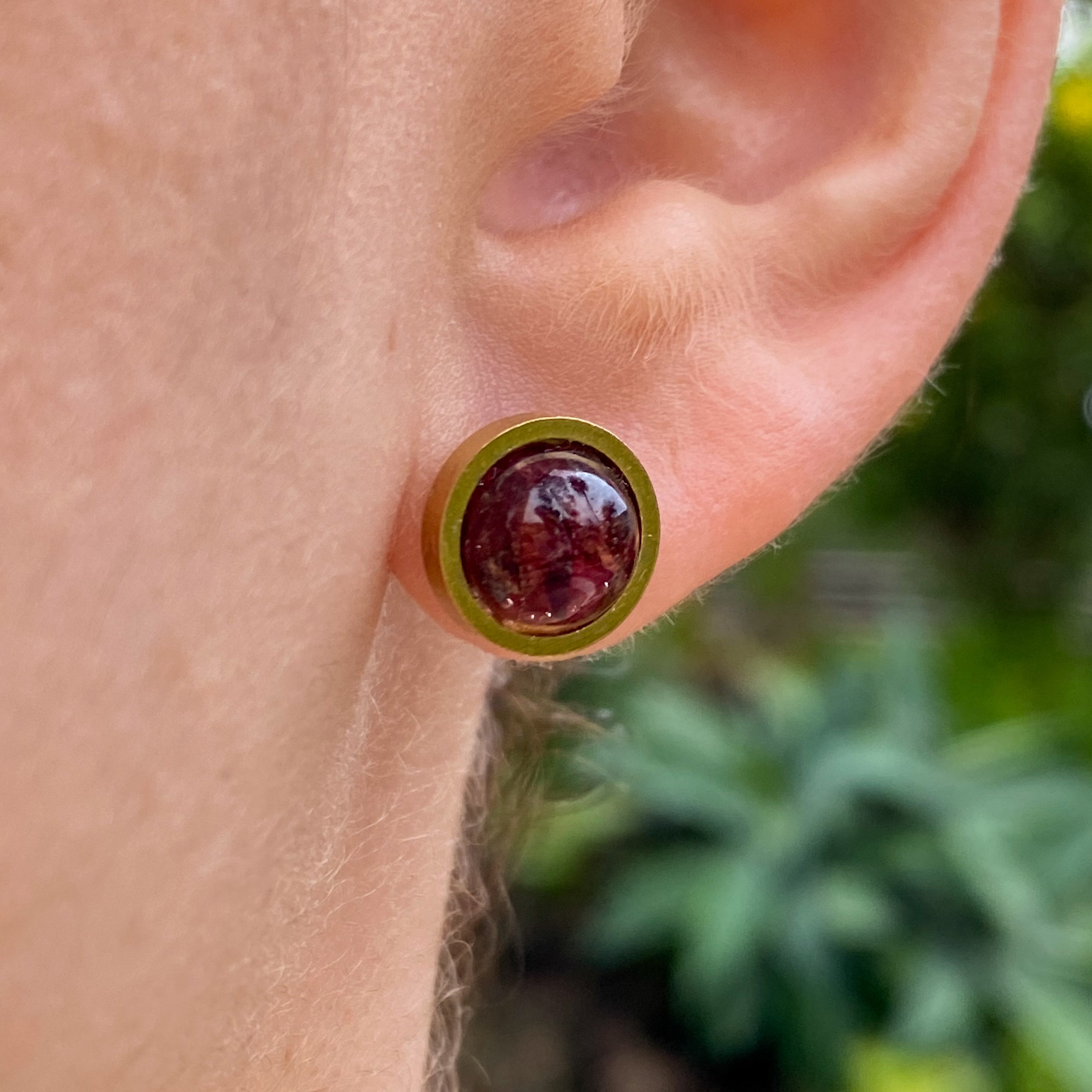 Purple Onion Peel Earrings in Golden Stainless Steel