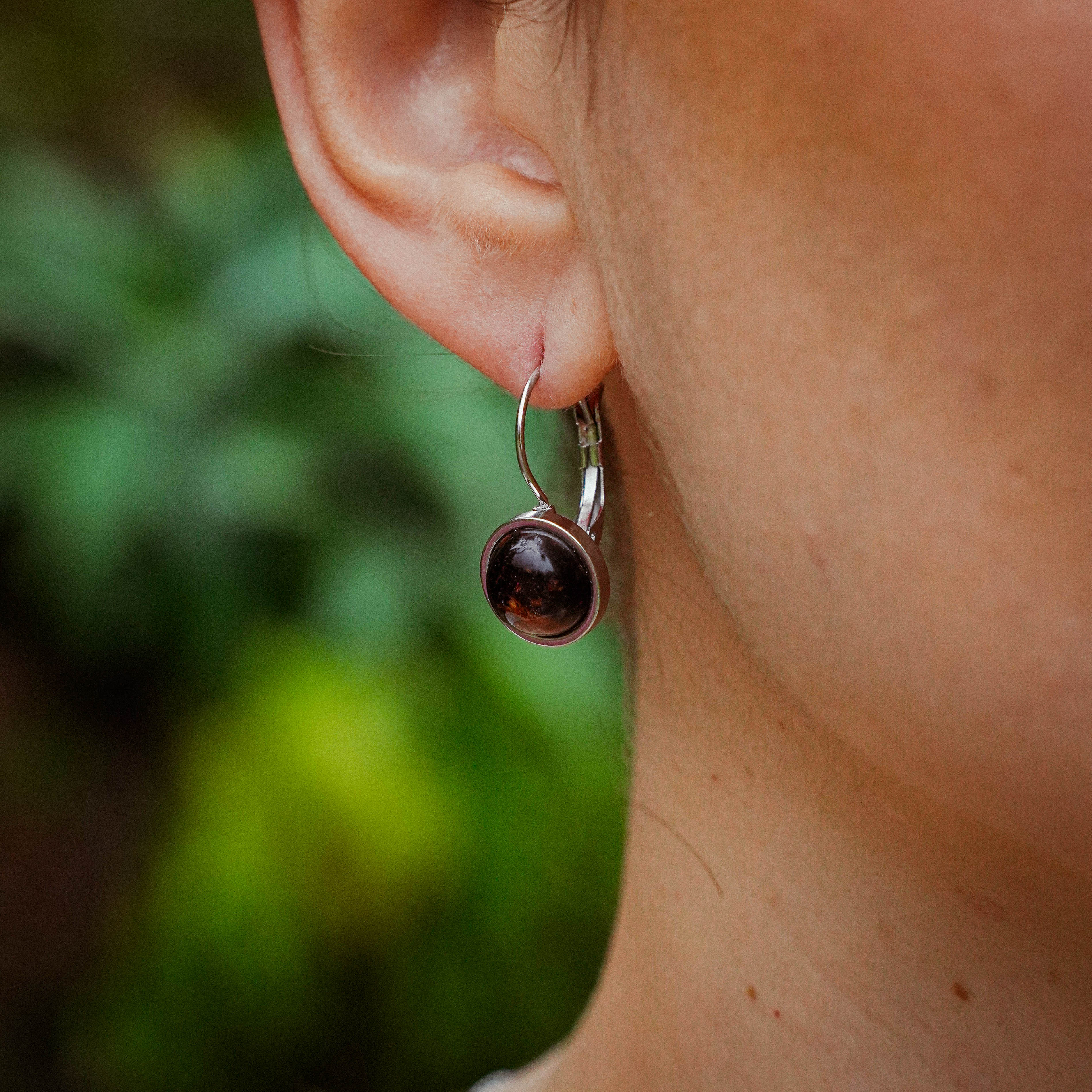 Silver Stainless Steel Azorean Black Tea Earrings