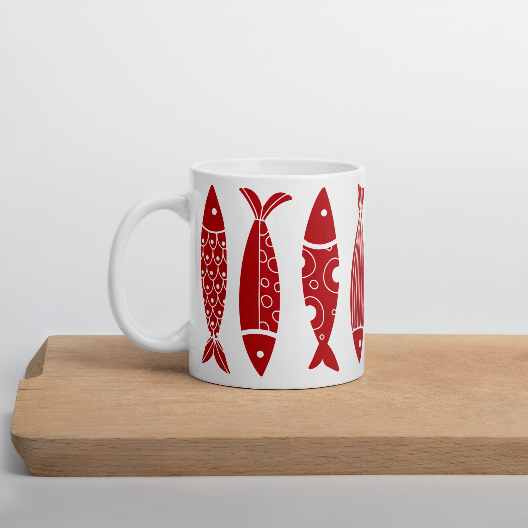 Red Sardine Pattern Mug - Caneca