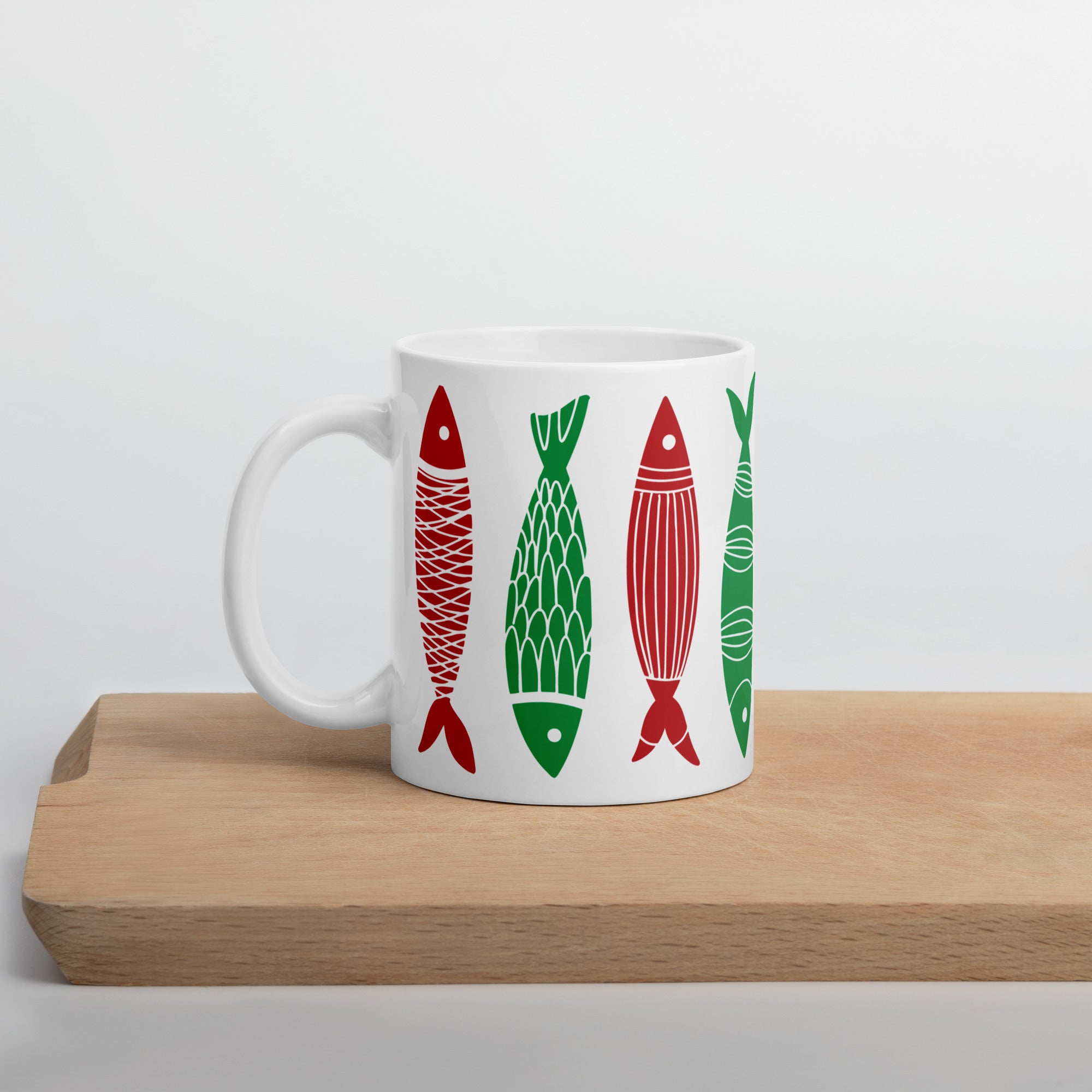 Green & Red Sardine Pattern - Mug